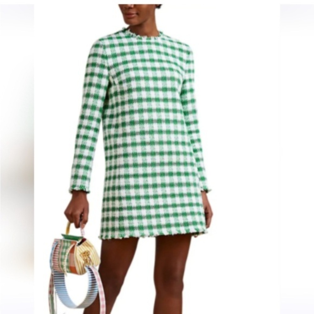 Tuckernuck Dress Georgette Tweed Mini in Green Check - Picture 1 of 7